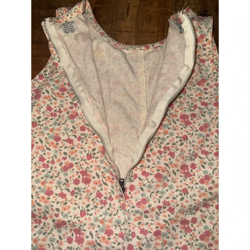 Gap Kids Vintage Floral Cotton Sleeveless Shift Dress Pink Orange Blue Size S